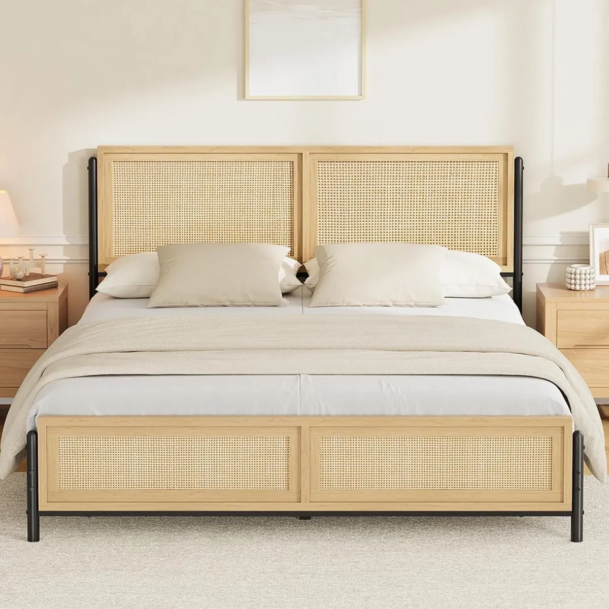 Natural Full Size Bed Frame Complete with a - Image 1