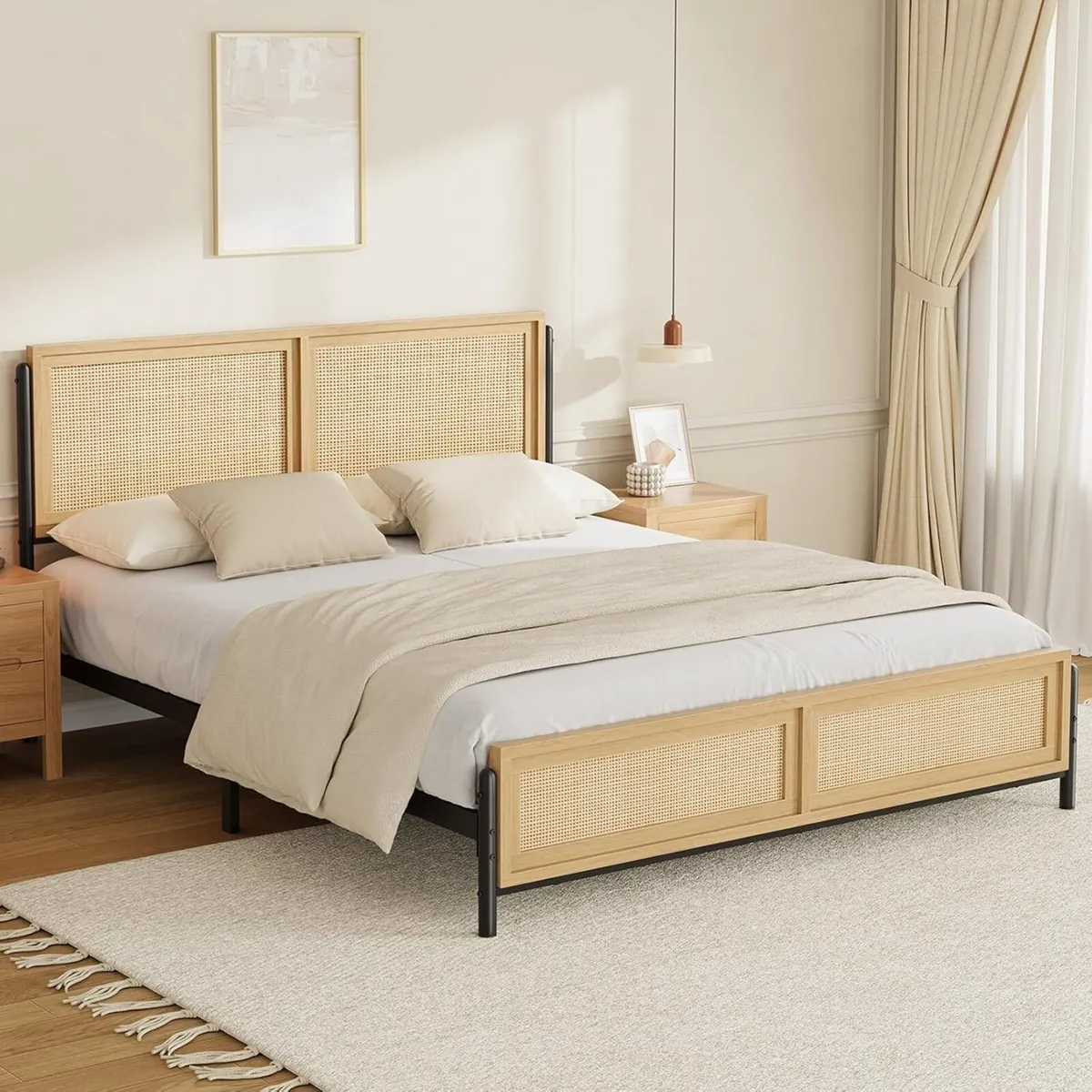 Natural Full Size Bed Frame Complete with a - Image 3