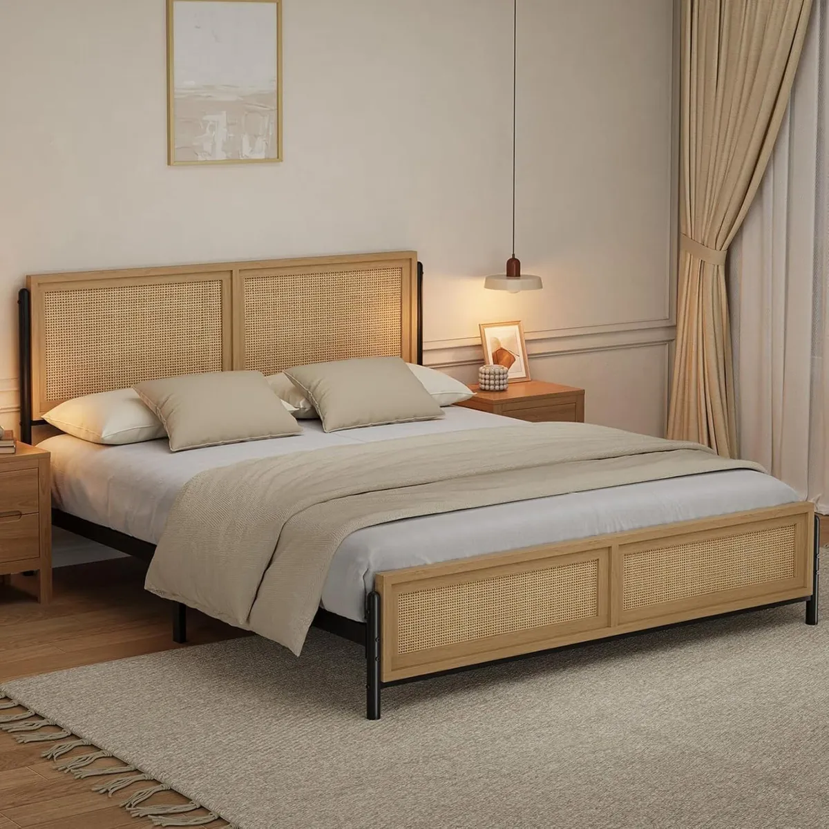 Natural Full Size Bed Frame Complete with a - Image 4