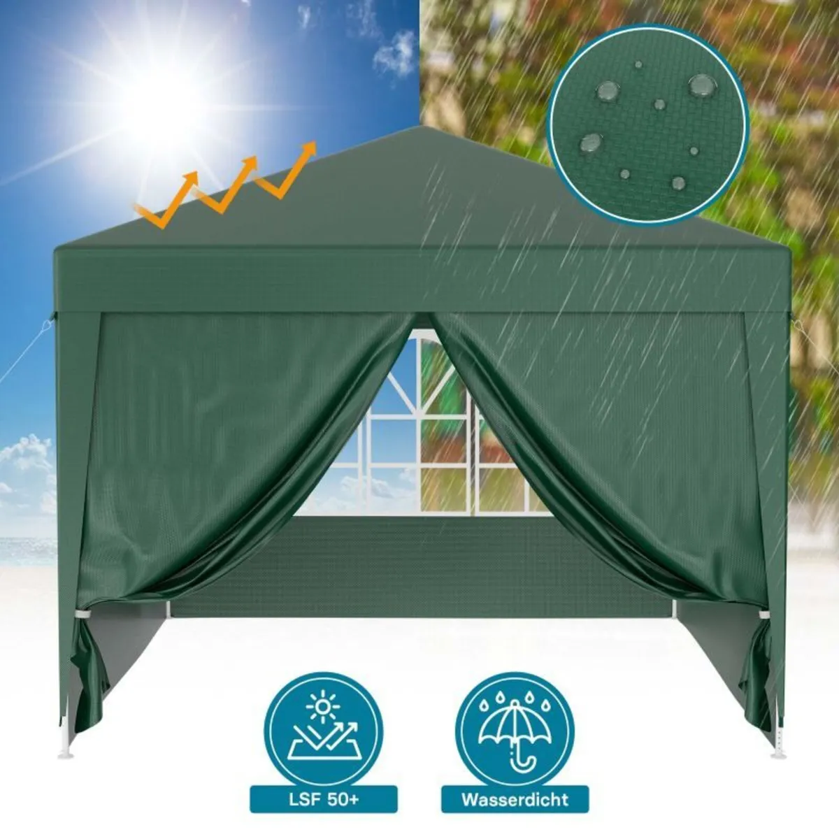 Waterproof 3x3m Gazebo with 4 Side Walls - Image 2