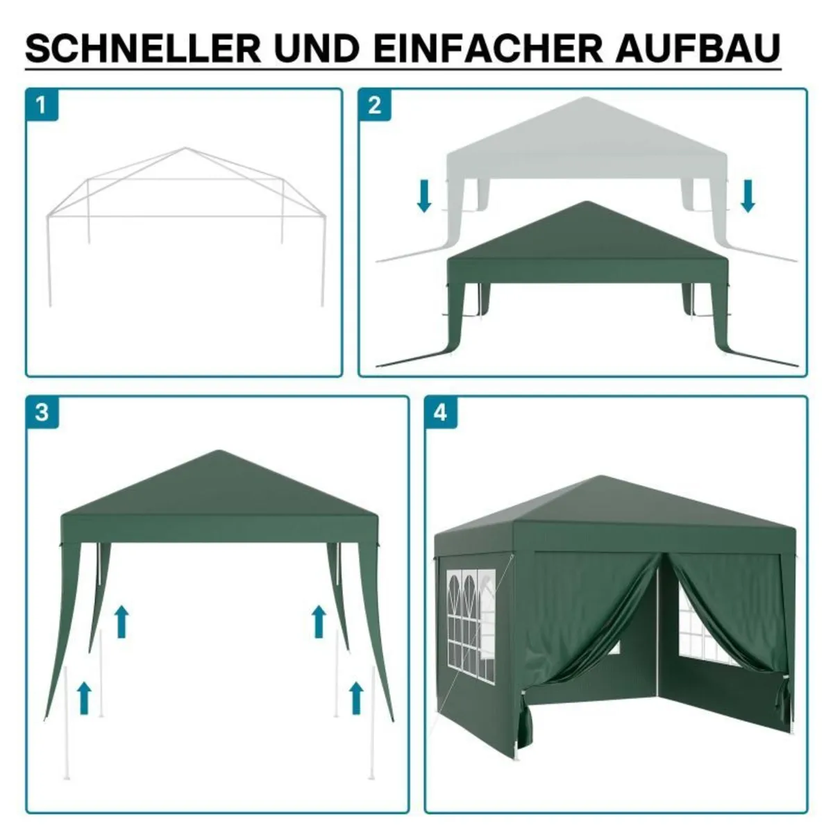 Waterproof 3x3m Gazebo with 4 Side Walls - Image 3