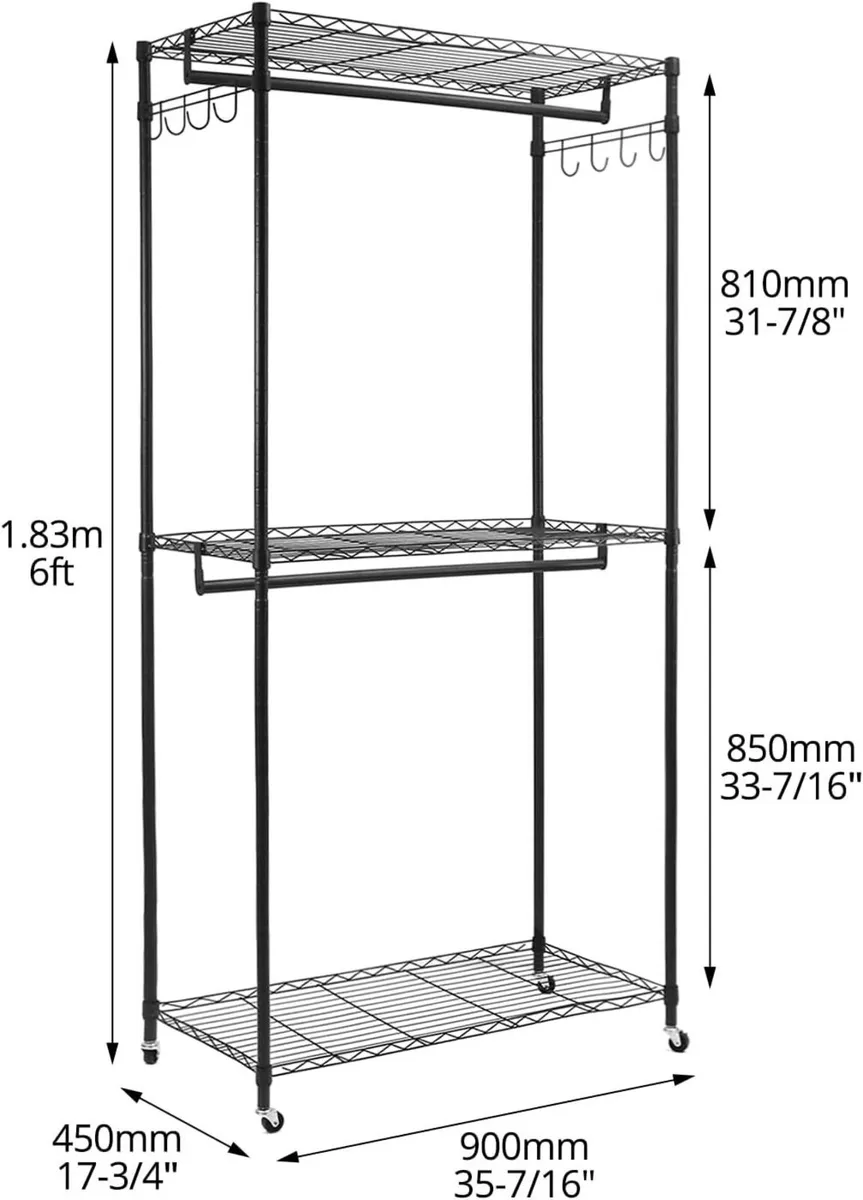 ® Heavy Duty Double Rod Garment Rack with - Image 2