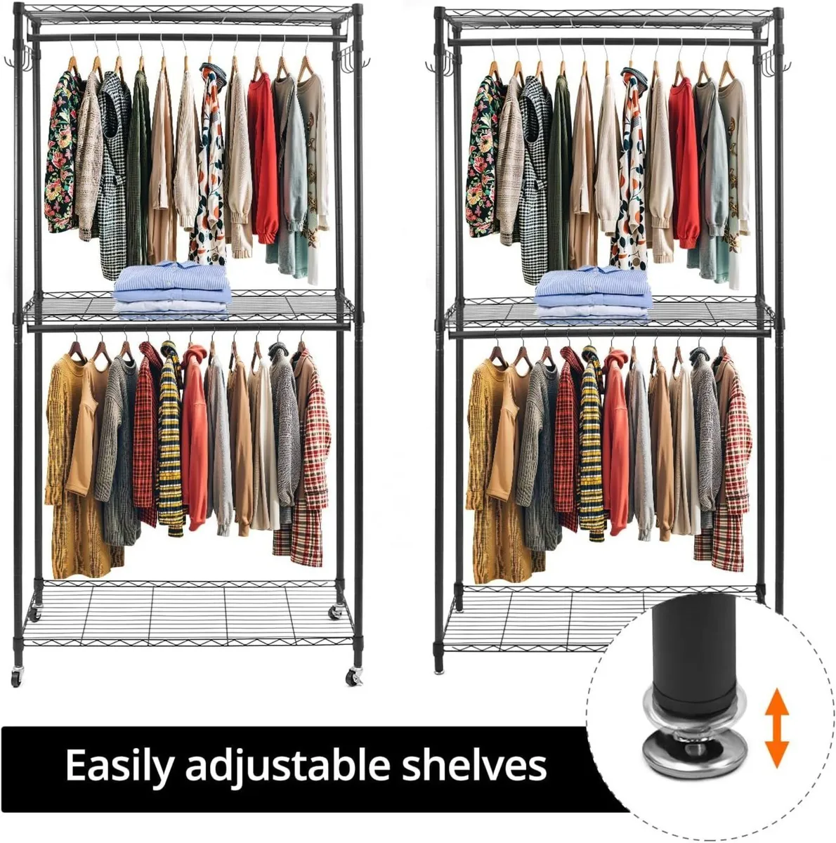 ® Heavy Duty Double Rod Garment Rack with - Image 4