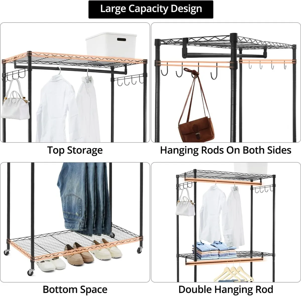 ® Heavy Duty Double Rod Garment Rack with - Image 3