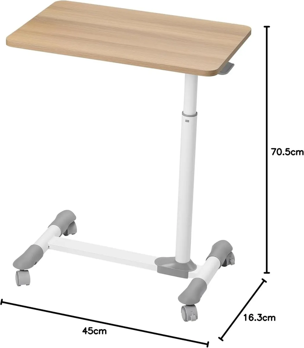 Compact Overbed Table with Wheels Adjustable - Image 3