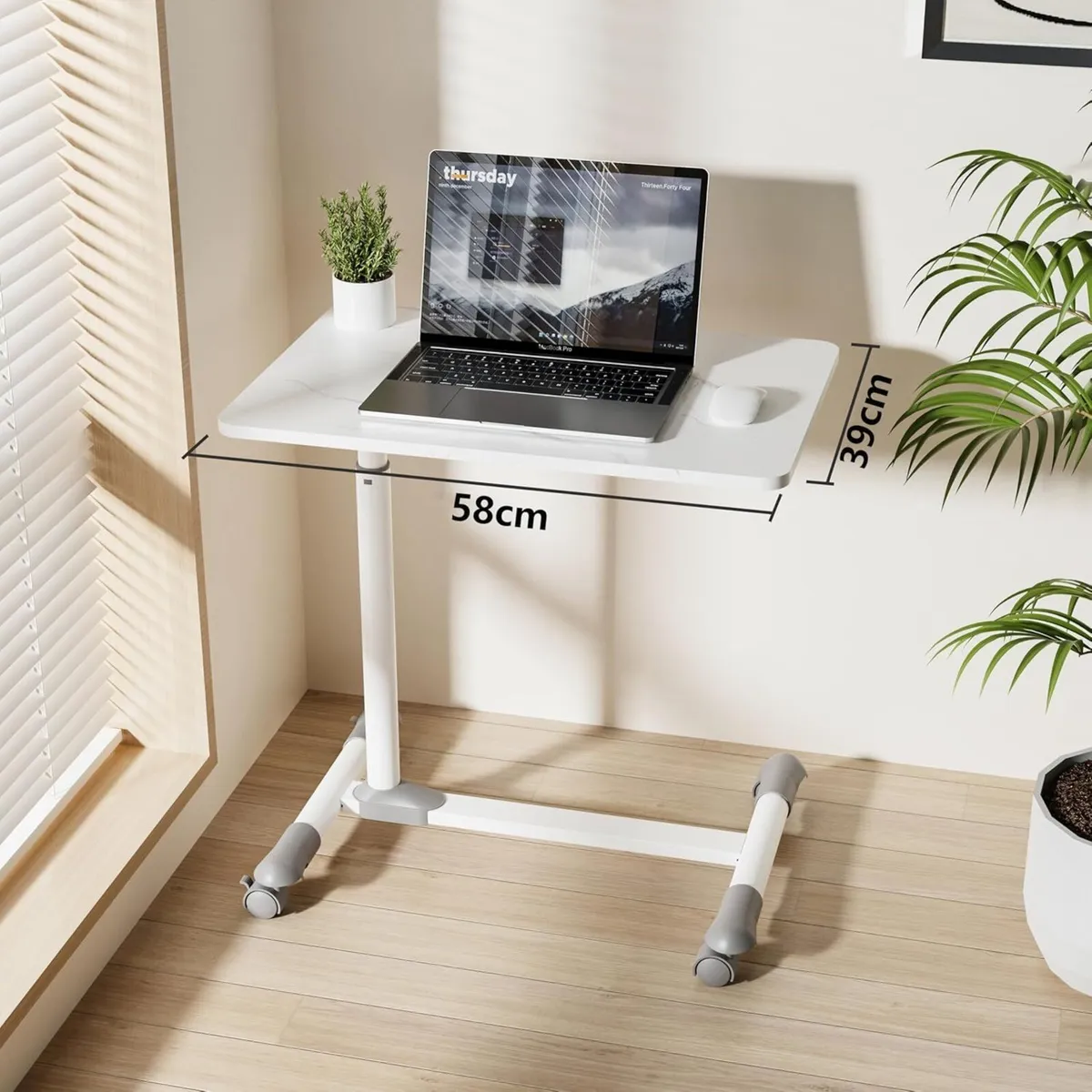 Compact Overbed Table with Wheels Adjustable - Image 2
