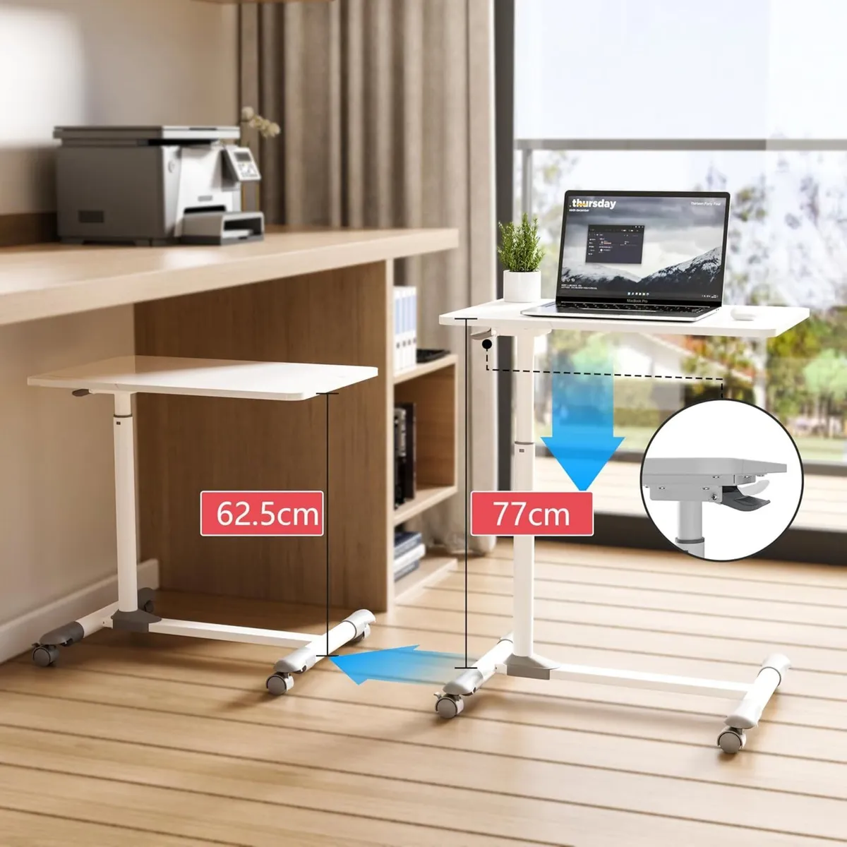 Compact Overbed Table with Wheels Adjustable - Image 4