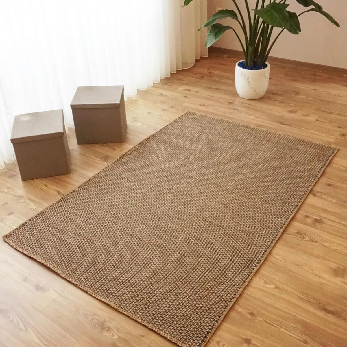 Jute Area Rug Non-Slip Machine Washable For - Image 2