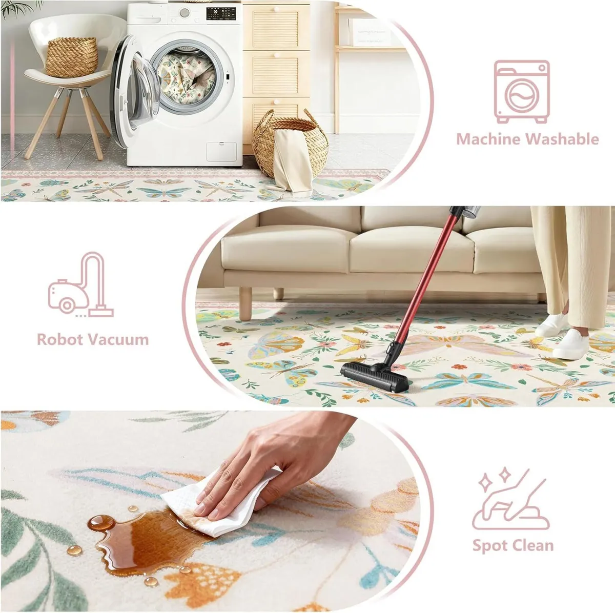 Large Living Room Rug 160x220cm Butterfly Insect - Image 4