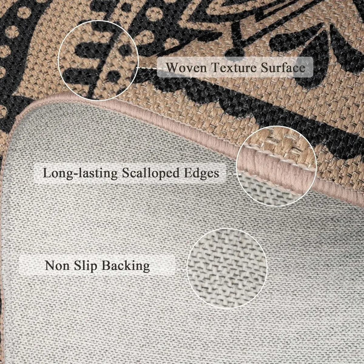 Round Rug Jute Look 160cm Patio Washable Non Slip - Image 4