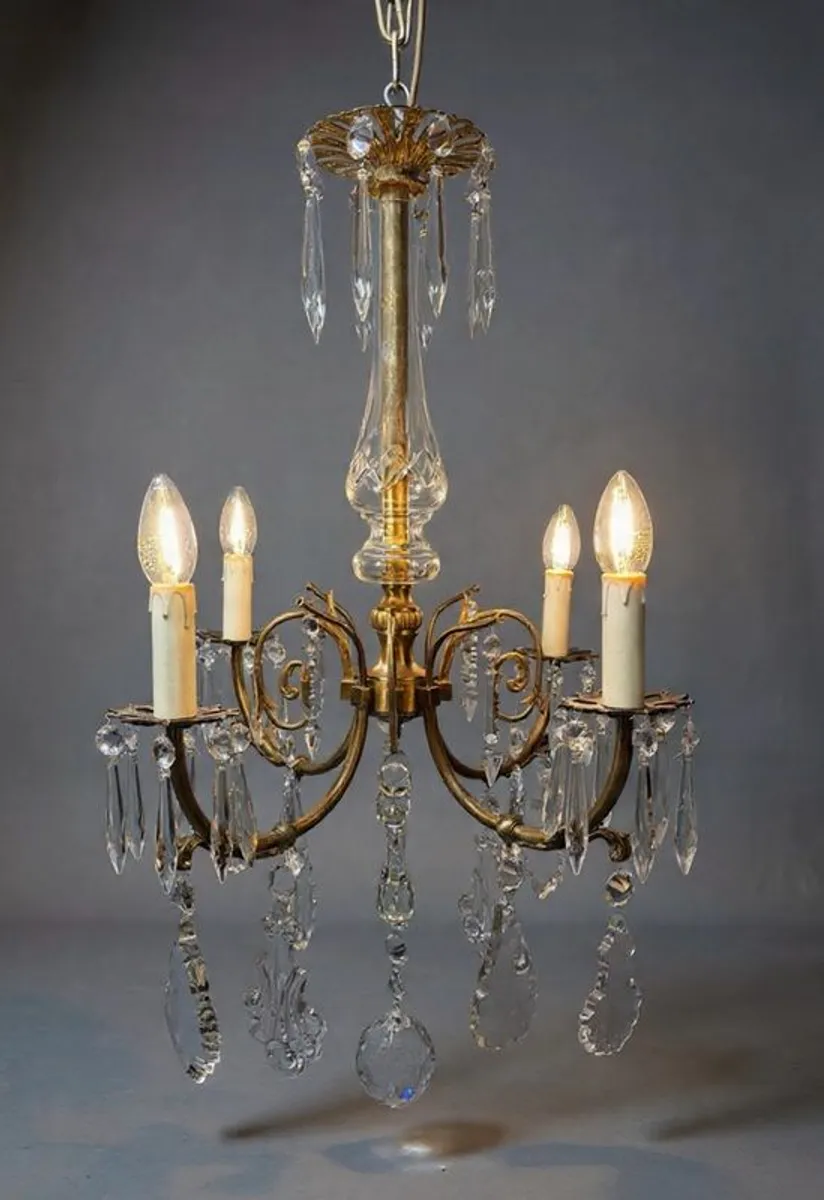 Late 19th Century French Bronze & Crystal Chandelier - Image 1