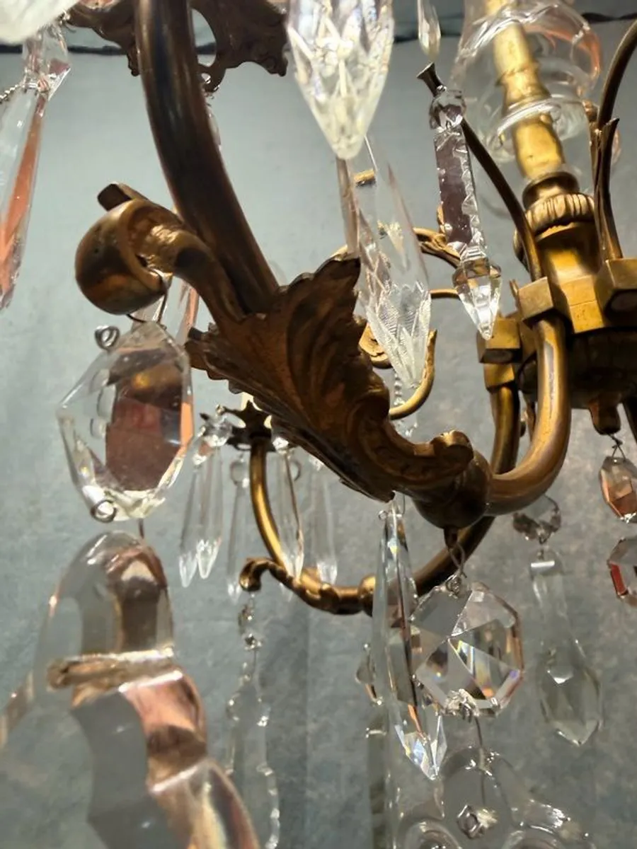 Late 19th Century French Bronze & Crystal Chandelier - Image 3