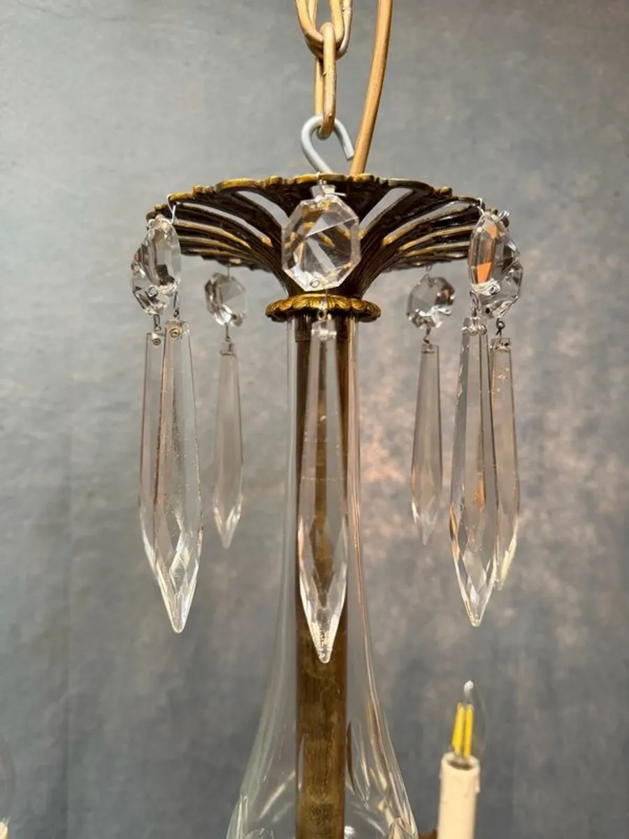 Late 19th Century French Bronze & Crystal Chandelier - Image 4