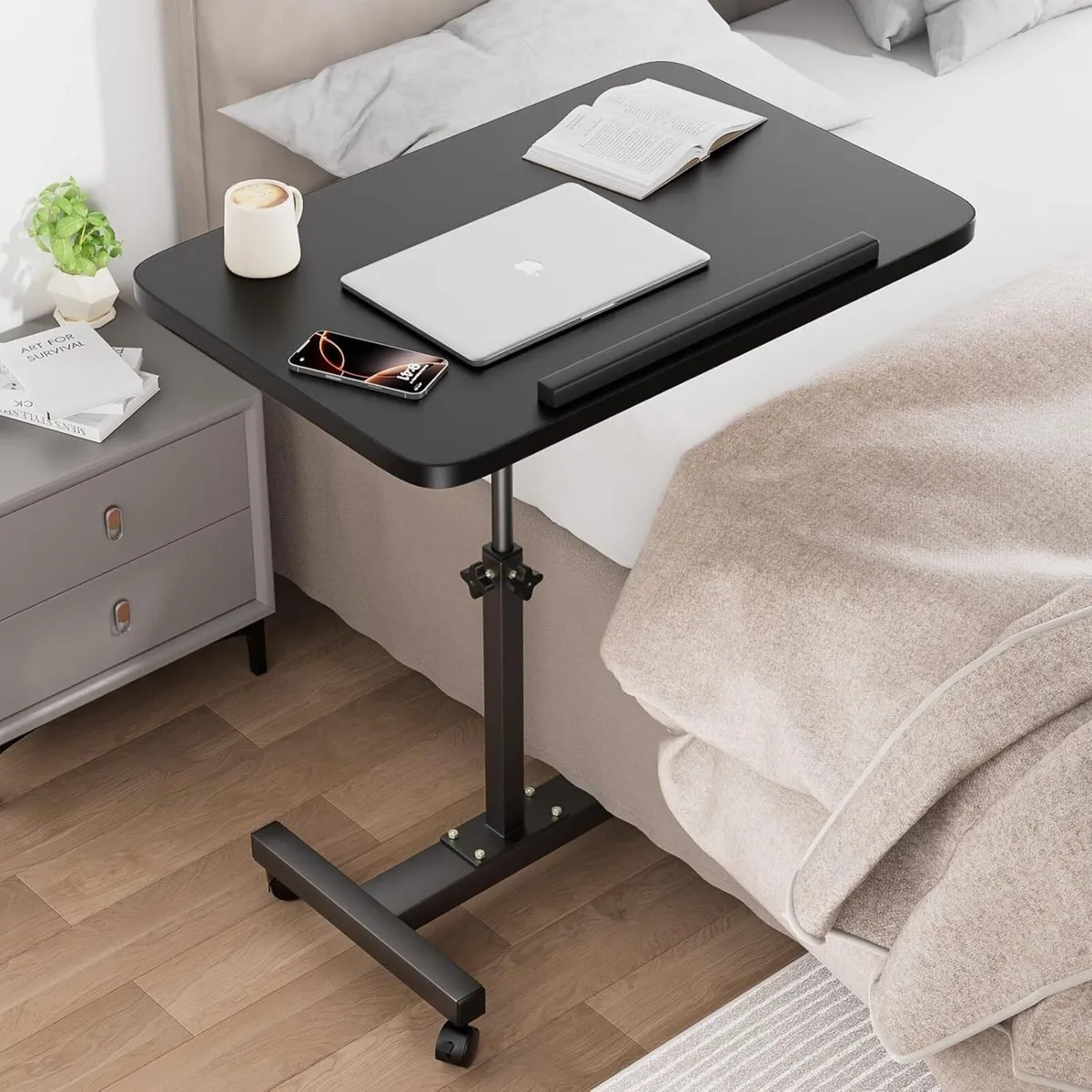 Adjustable Overbed Table with Wheels 60-90 cm - Image 1
