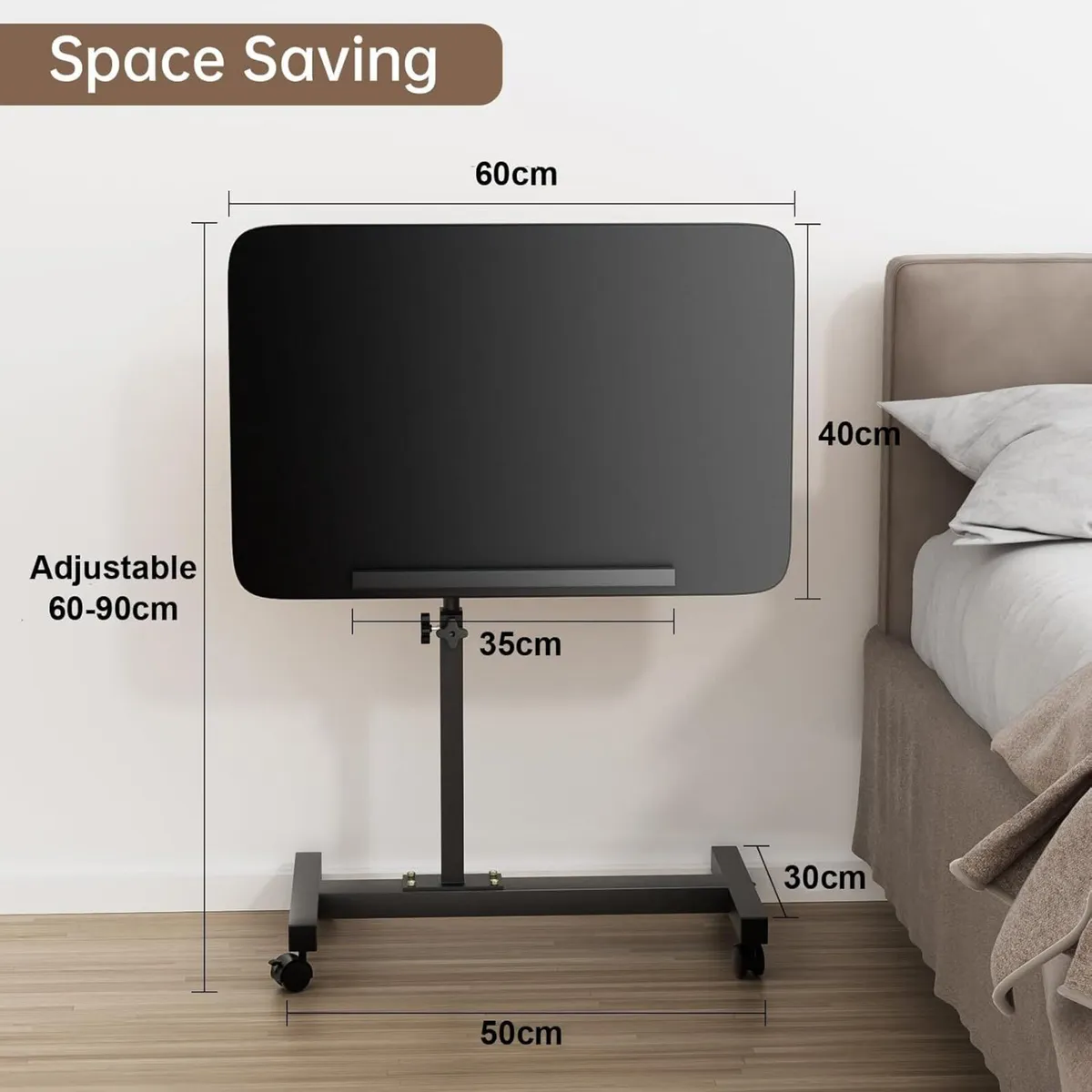 Adjustable Overbed Table with Wheels 60-90 cm - Image 2