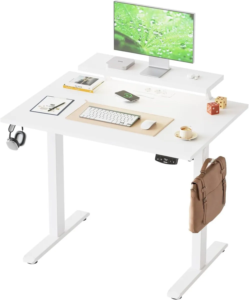 Height Adjustable desk with LED Lights and Power - Image 1
