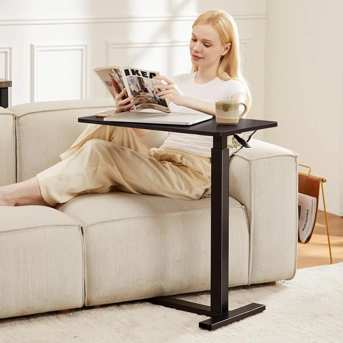 Mobile Standing Desk Over Bed Table with Wheels - Image 2