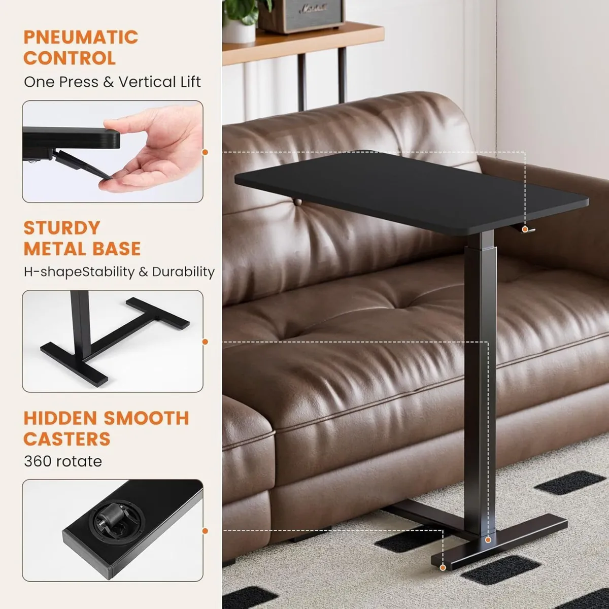 Mobile Standing Desk Over Bed Table with Wheels - Image 4