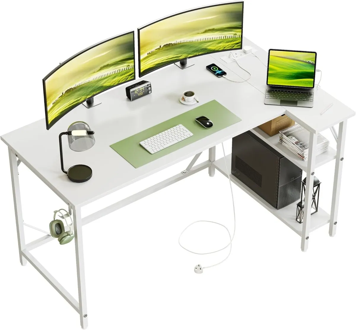 Small L Shaped Gaming Desk with Power Outlets - Image 1
