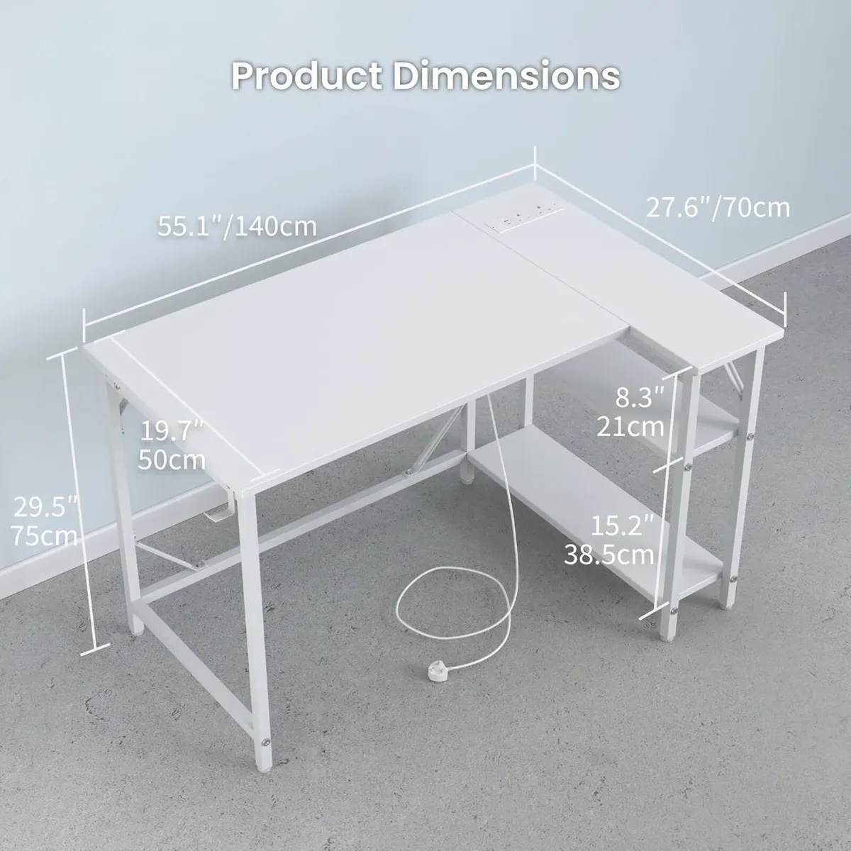 Small L Shaped Gaming Desk with Power Outlets - Image 3
