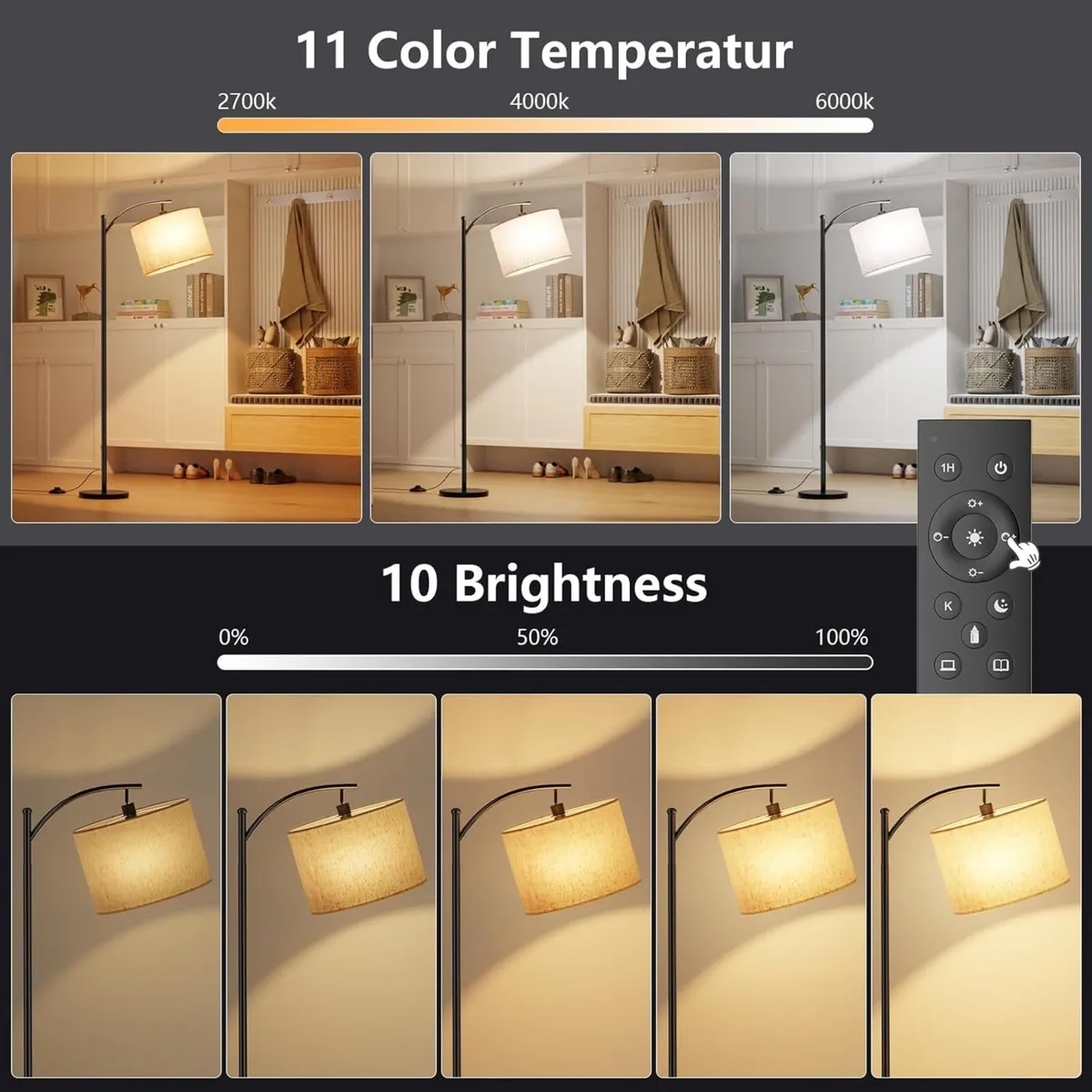 Arc Floor Lamps for Living Room with Remote - Image 2