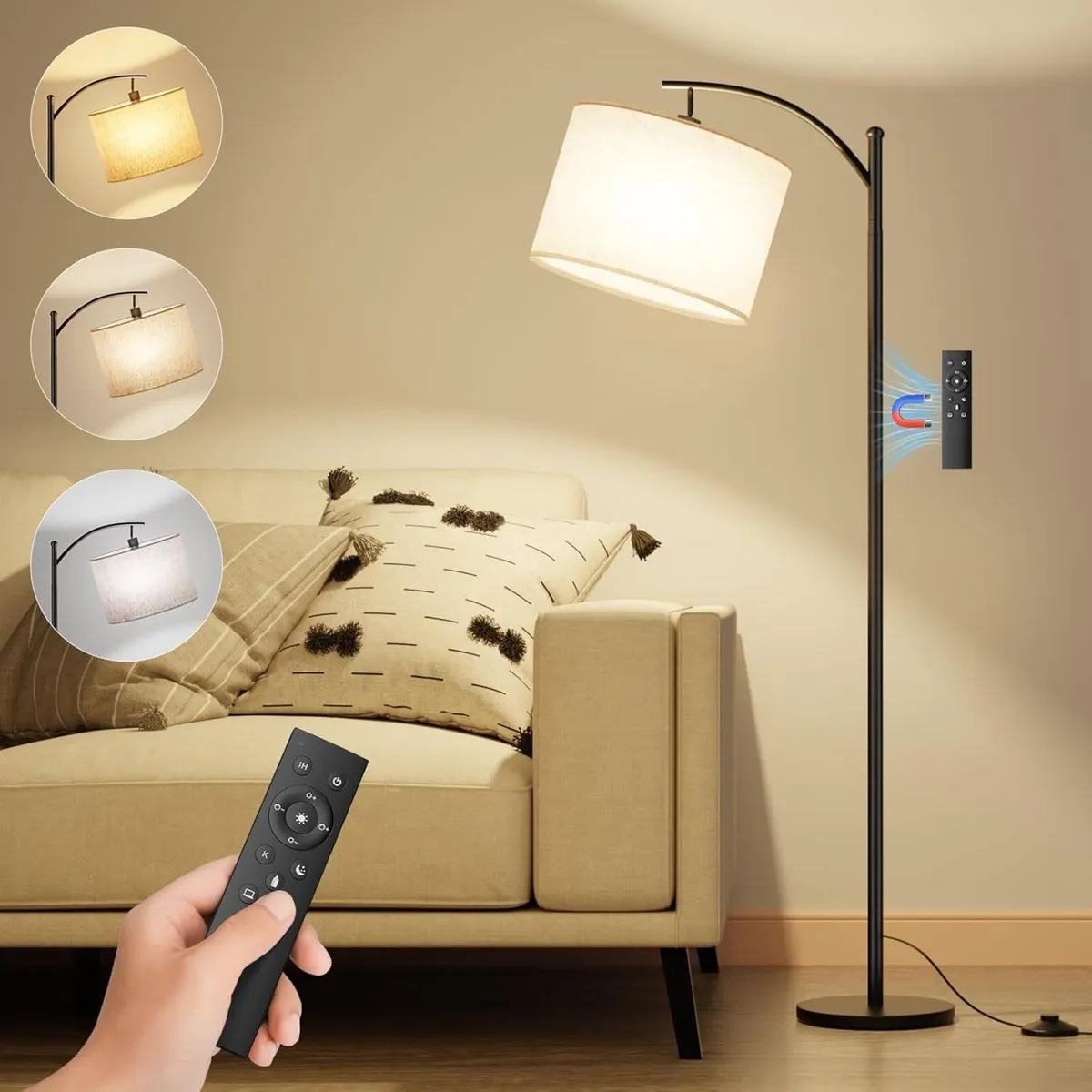 Arc Floor Lamps for Living Room with Remote - Image 1