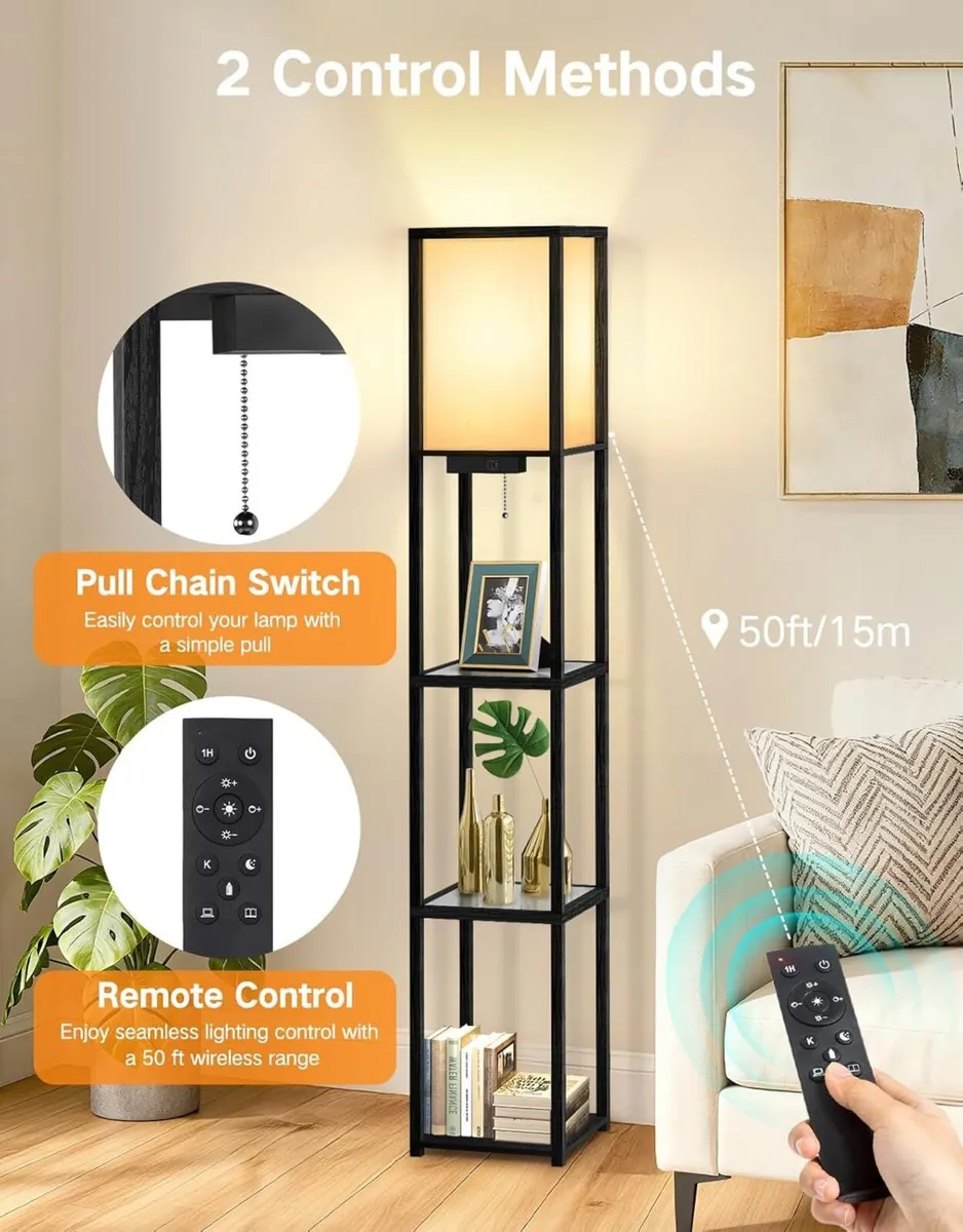 Floor Lamp with Glass Shelves Remote Control - Image 4