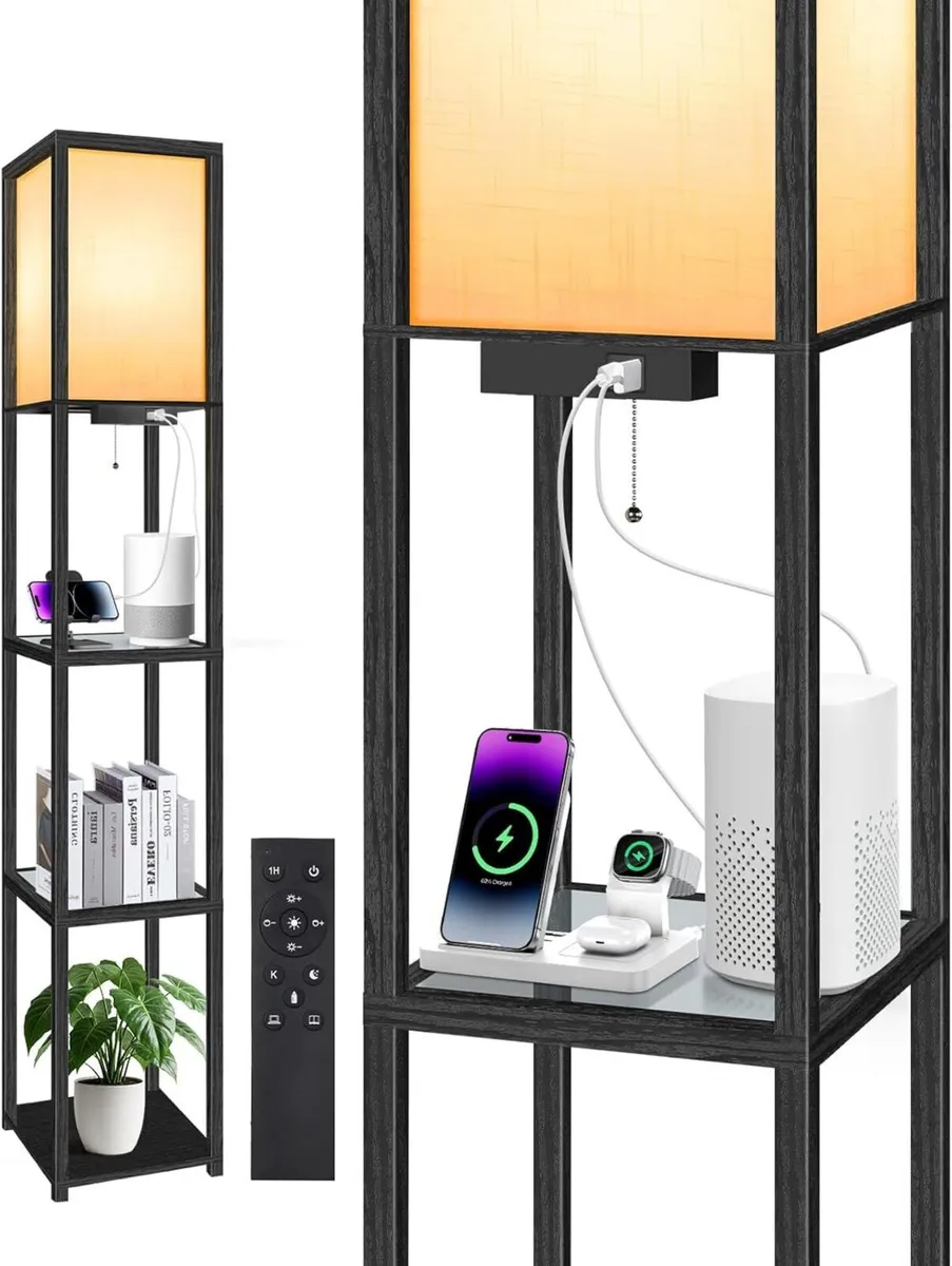 Floor Lamp with Glass Shelves Remote Control - Image 1