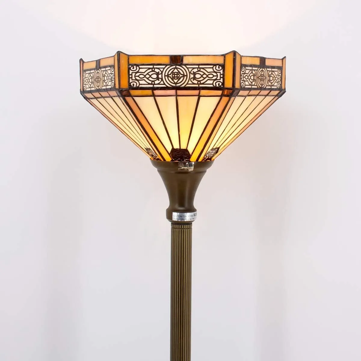 Tiffany Floor Lamp Yellow Hexagon Stained Glass - Image 4