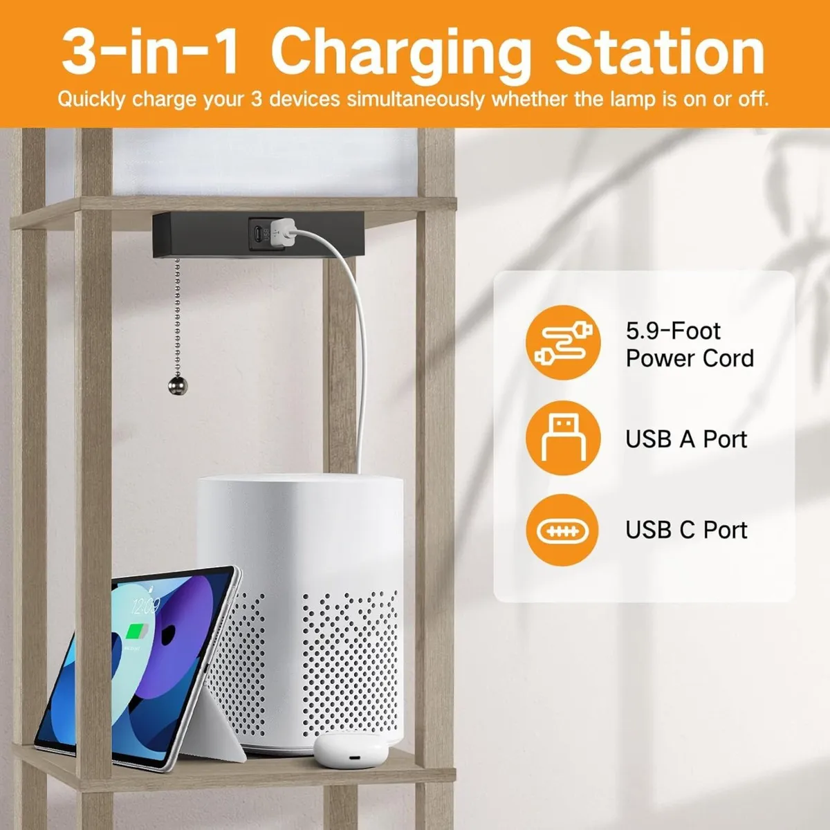 Floor Lamp Shelf with Remote Control Dimmable 4 - Image 2