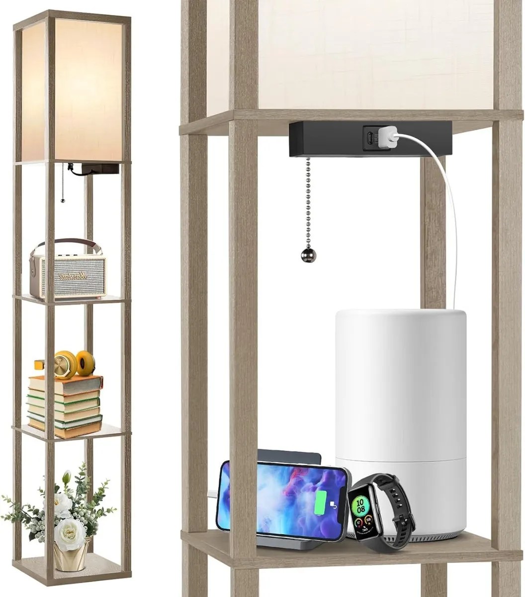 Floor Lamp Shelf with Remote Control Dimmable 4 - Image 1