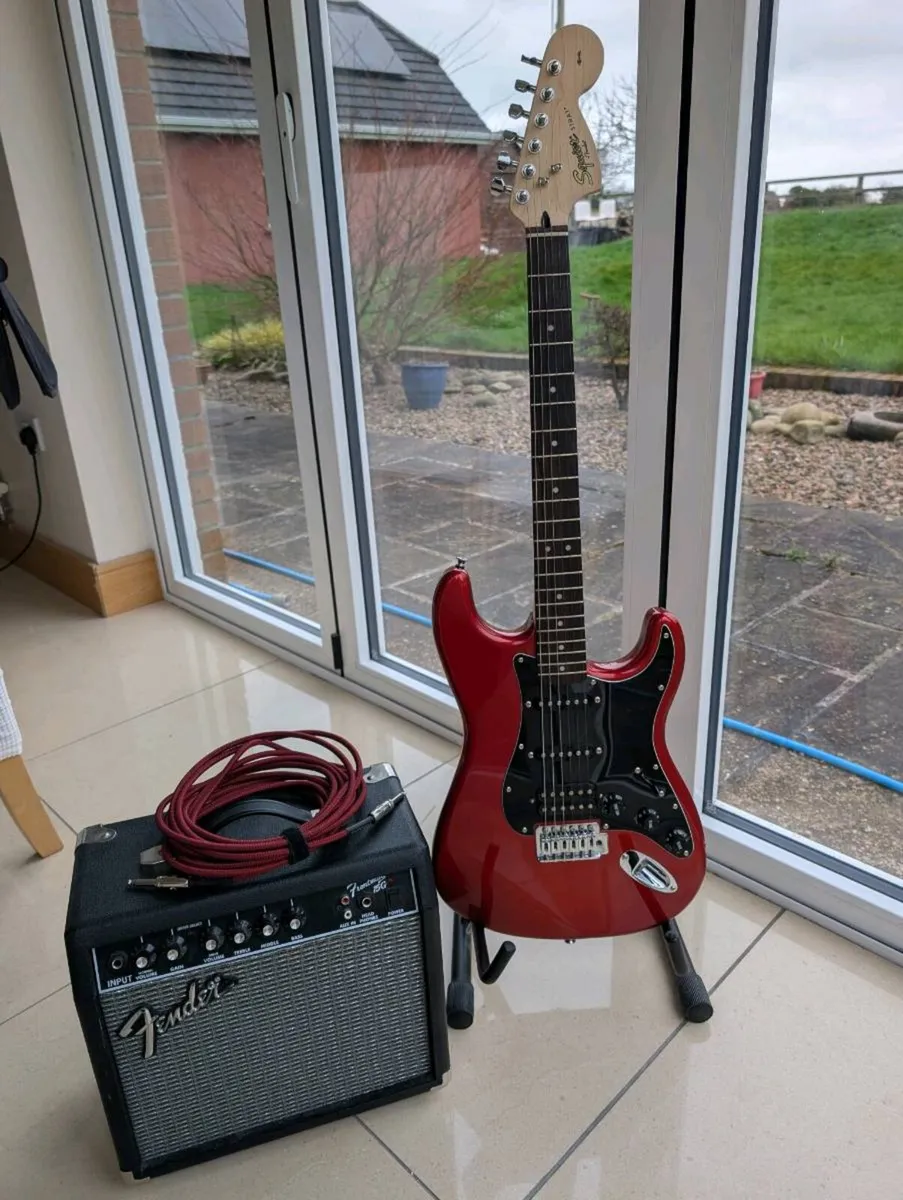Fender Squire HSS Electric Guitar and Amp - Image 1