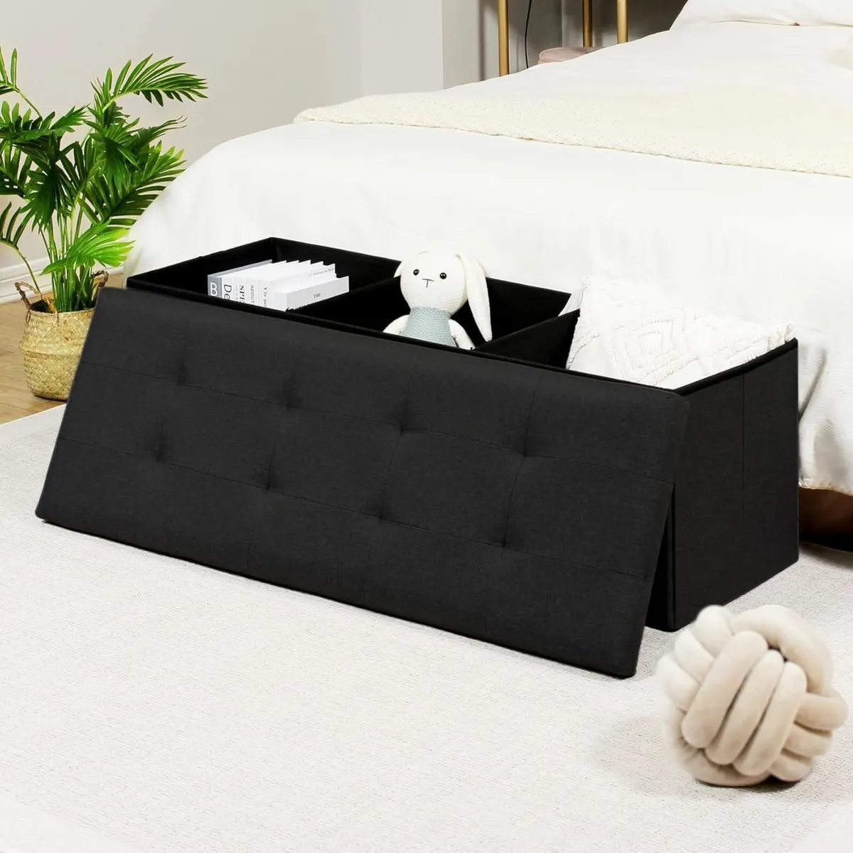 Extra Large Ottoman Storage Box with Lid Black - Image 2
