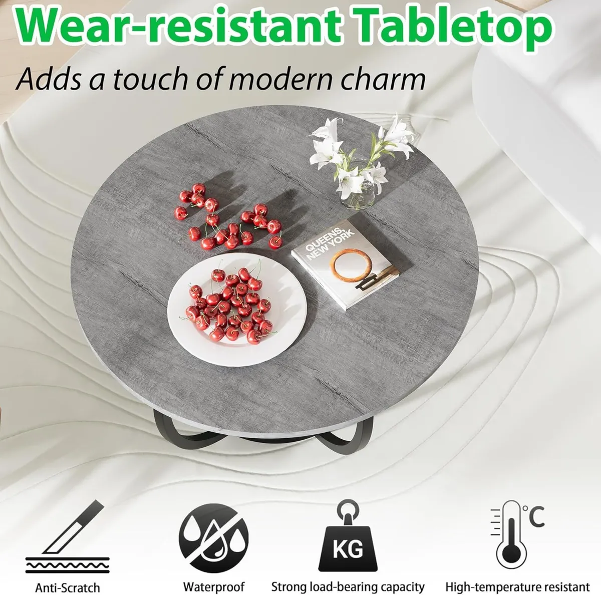 Round Coffee Table Wooden 2-Tier Circle Tables - Image 4