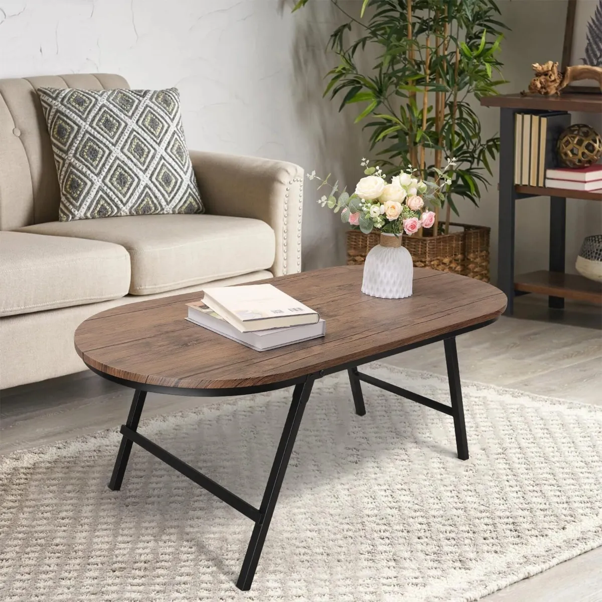 Folding Coffee Table for Small Spaces Wood and - Image 2