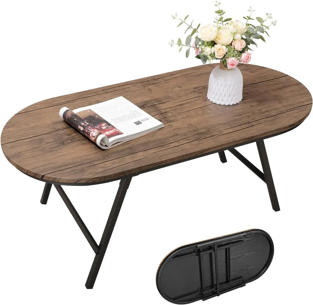 Folding Coffee Table for Small Spaces Wood and - Image 1