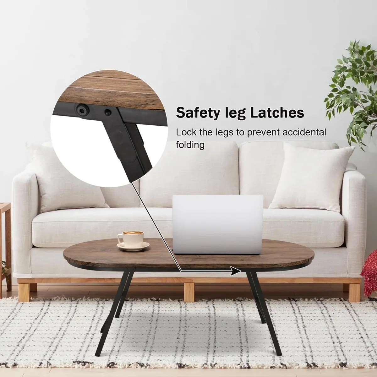 Folding Coffee Table for Small Spaces Wood and - Image 4