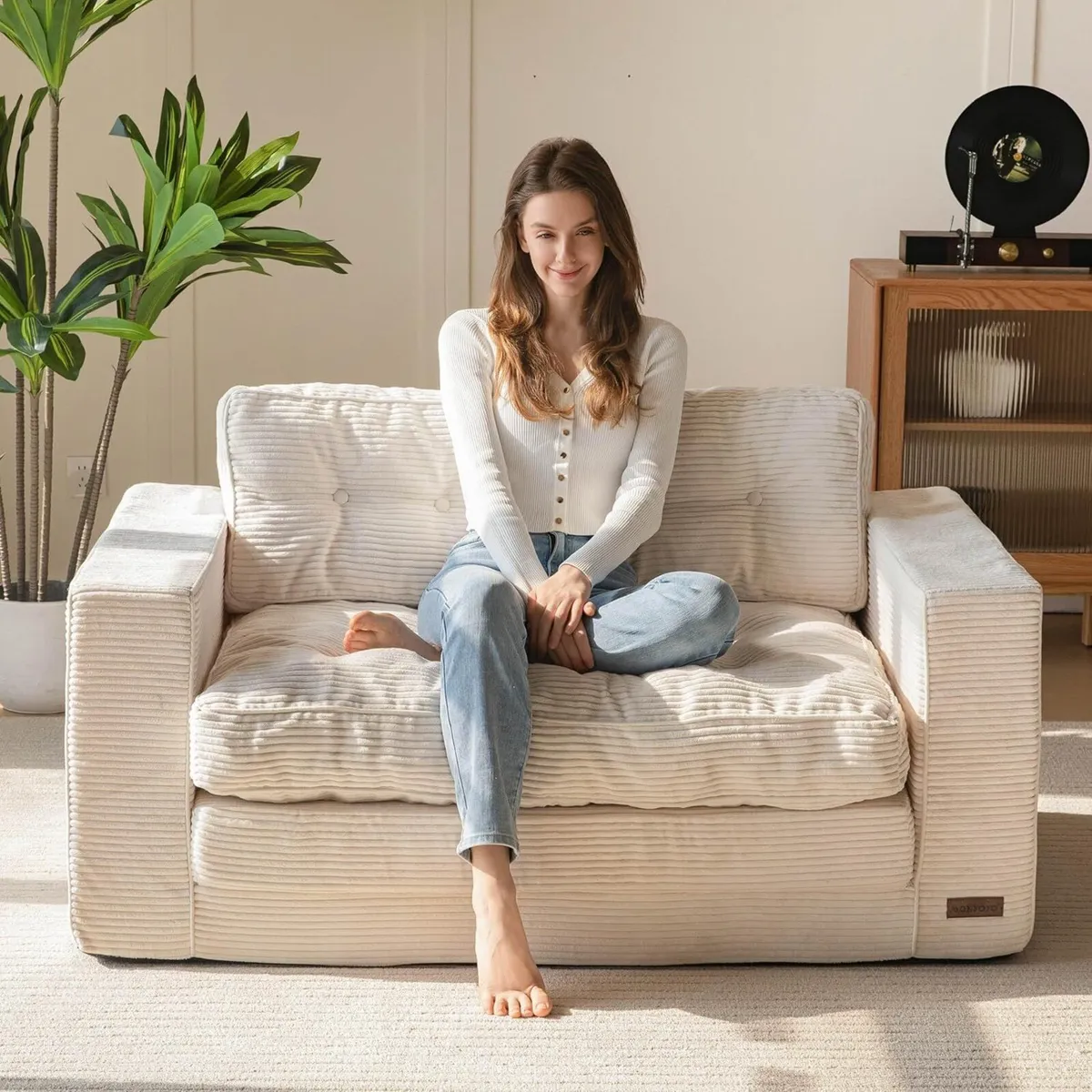 Sofa Bed Loveseat Convertable with 2 Pillows in 1 - Image 2