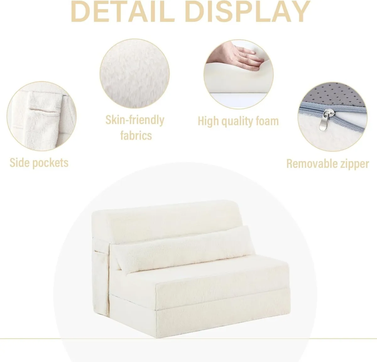 Folding Sofa Bed with Pillow Single Size 4-in-1 - Image 4