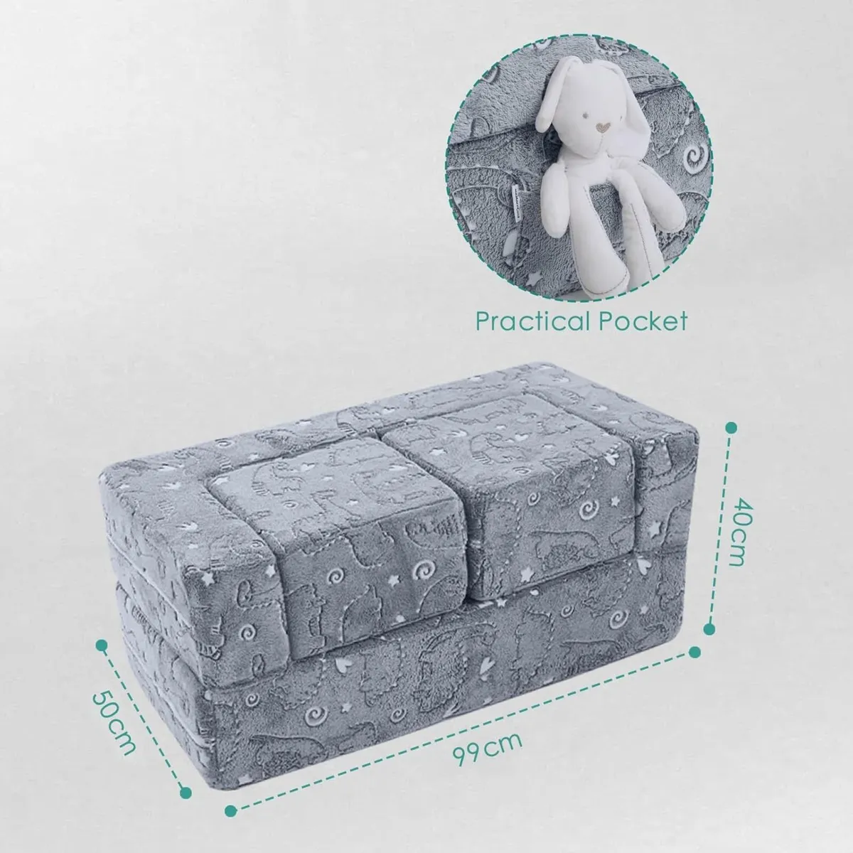 Kids Sofa Bed Modular Toddler Chair Couch Glow in - Image 2