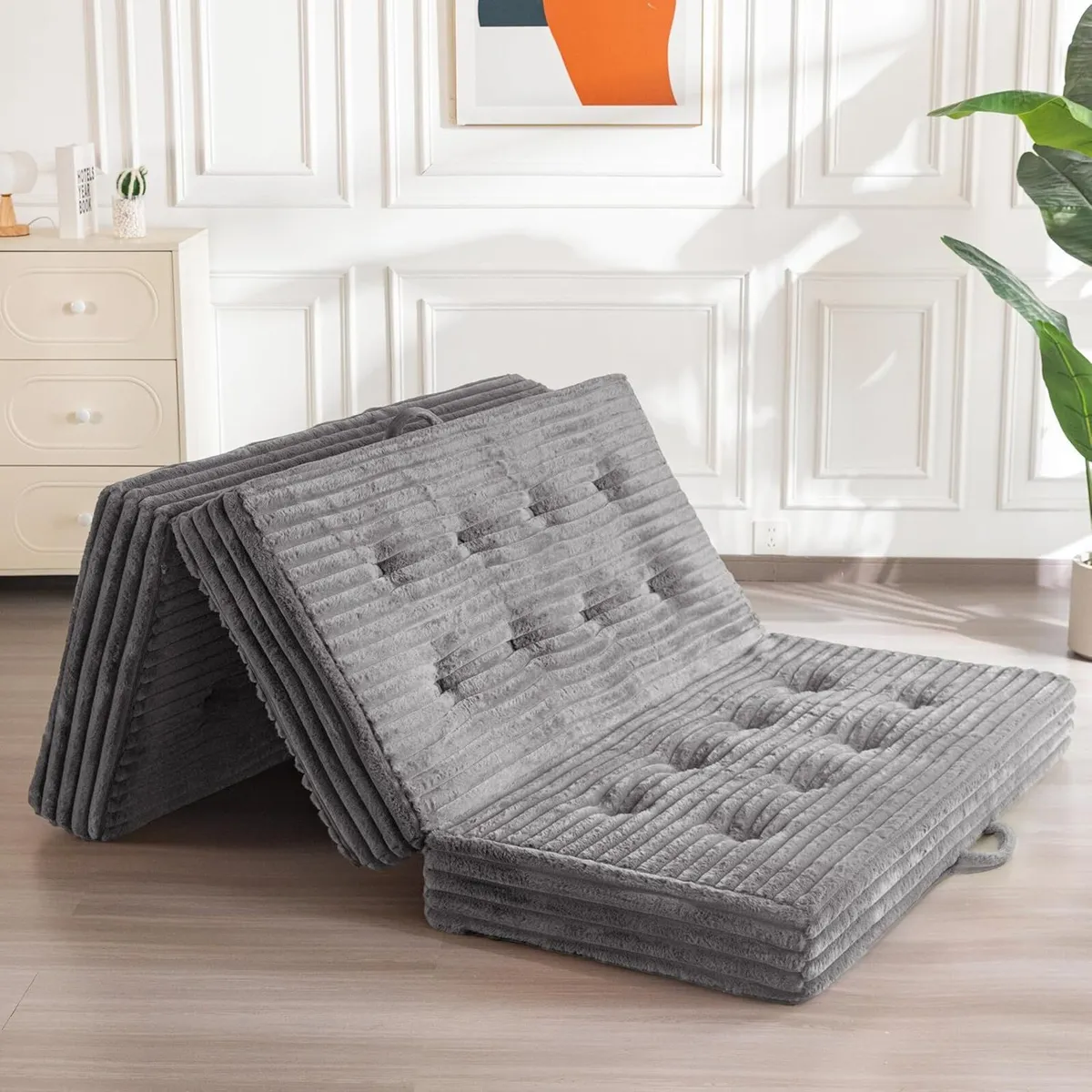 Folding Mattress Single 15cm Upholstered Foldable - Image 1