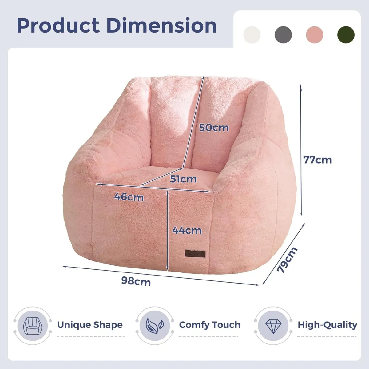 Bean Bag Chair for Adults or Children Soft Faux - Image 2