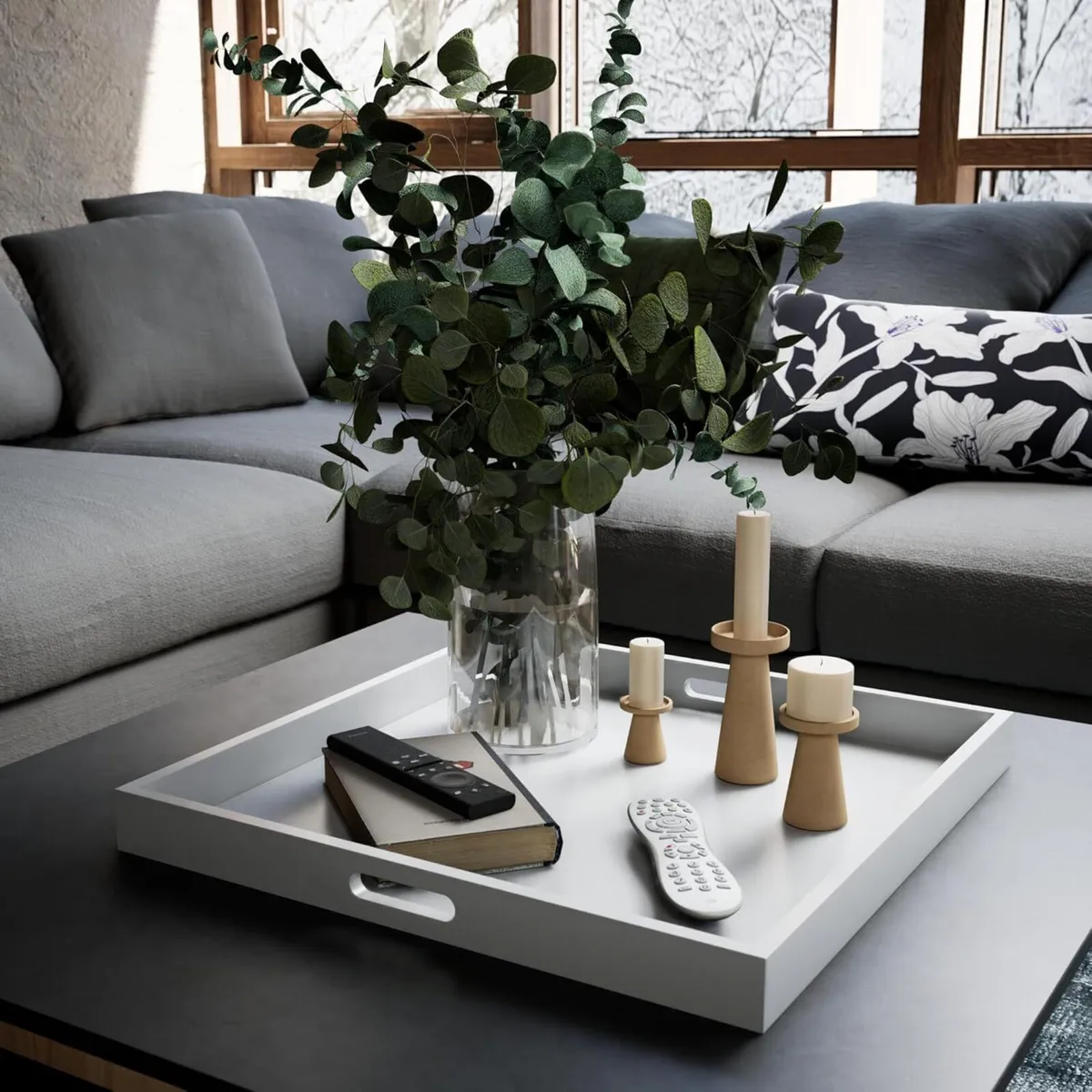 Square Large Ottoman Tray: Modern Extra White - Image 2