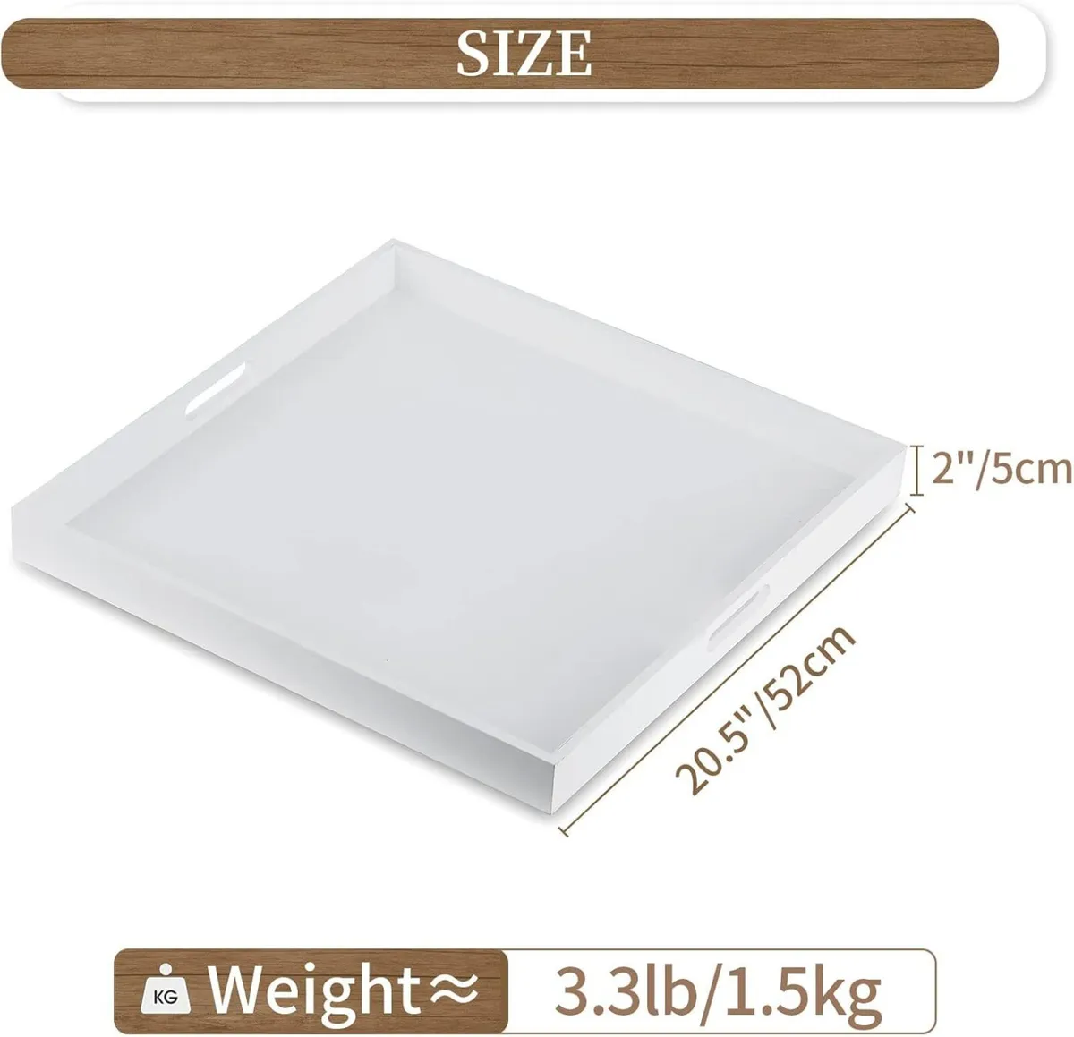 Square Large Ottoman Tray: Modern Extra White - Image 3