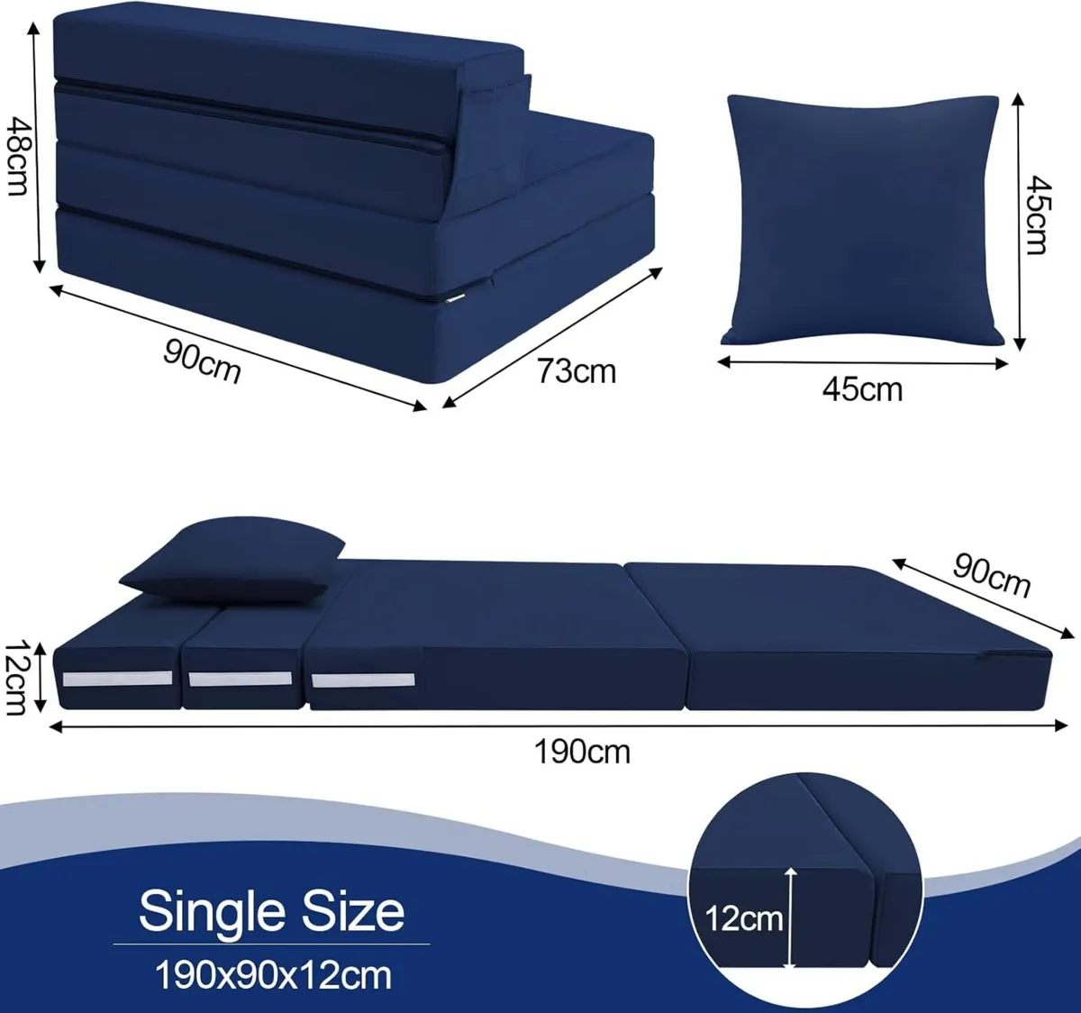 Folding Mattress Single High Density Foam Fold - Image 3