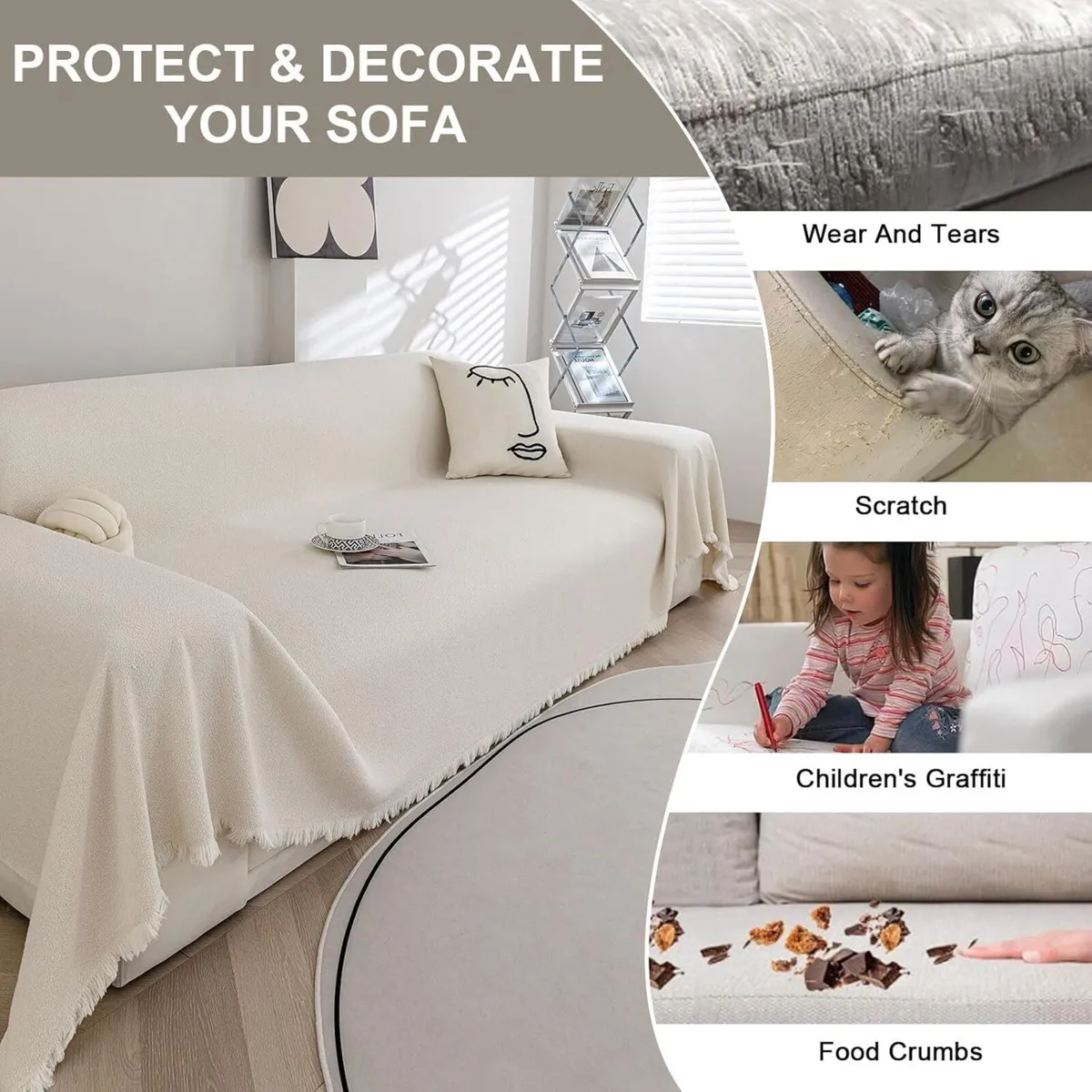 Chenille Sofa Cover for 3 Seater Soft Non-Slip - Image 4