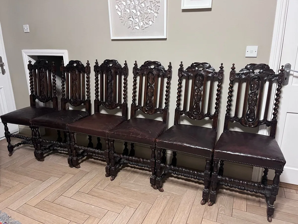 Early 20th century barley twist chairs - Image 1