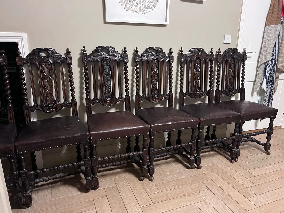 Early 20th century barley twist chairs - Image 2