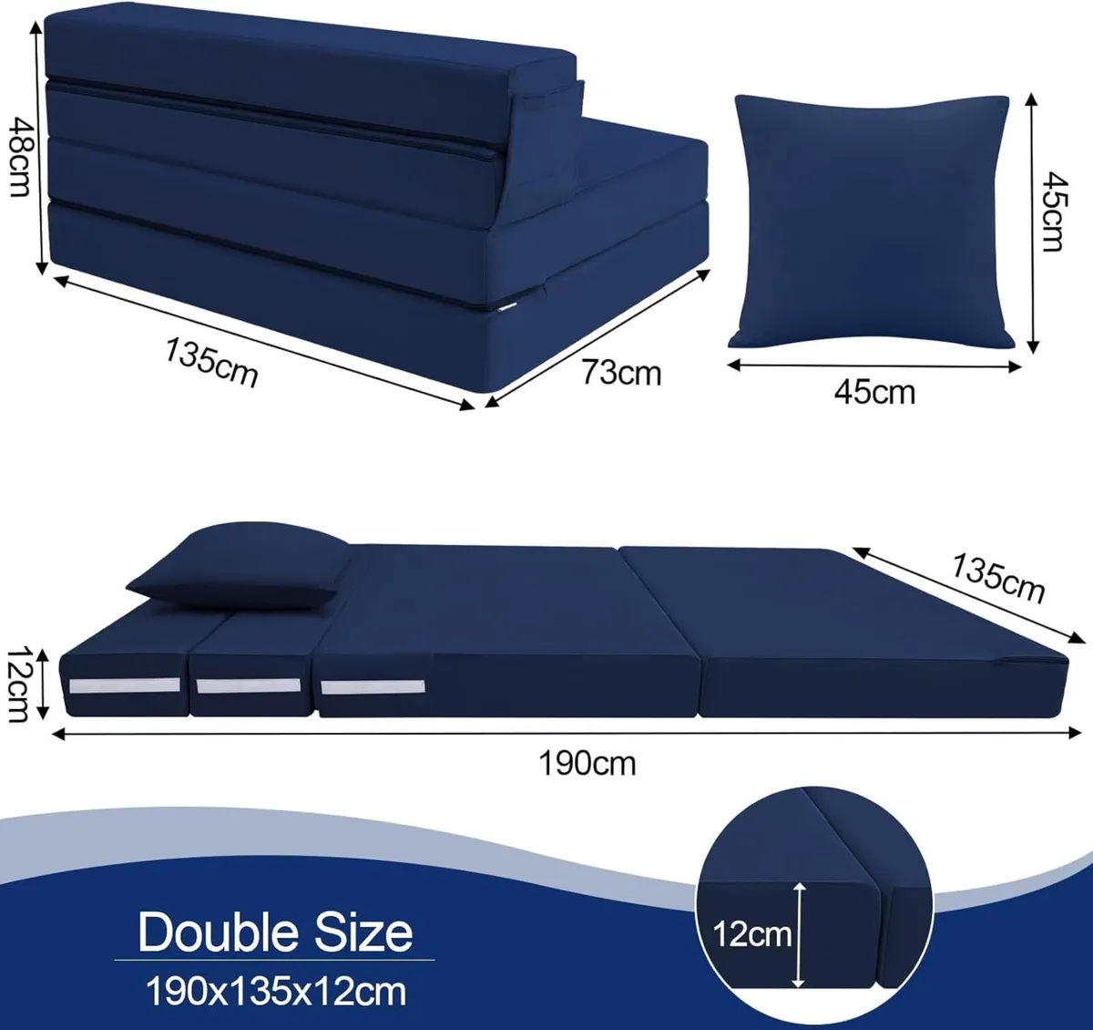 Folding Mattress Double High Density Foam Fold - Image 3