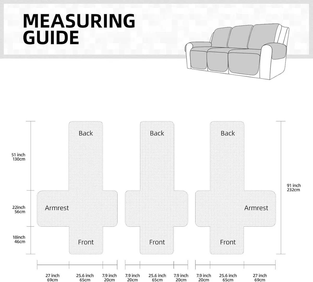 100% Waterproof Recliner Sofa Covers 3 Seat - Image 2